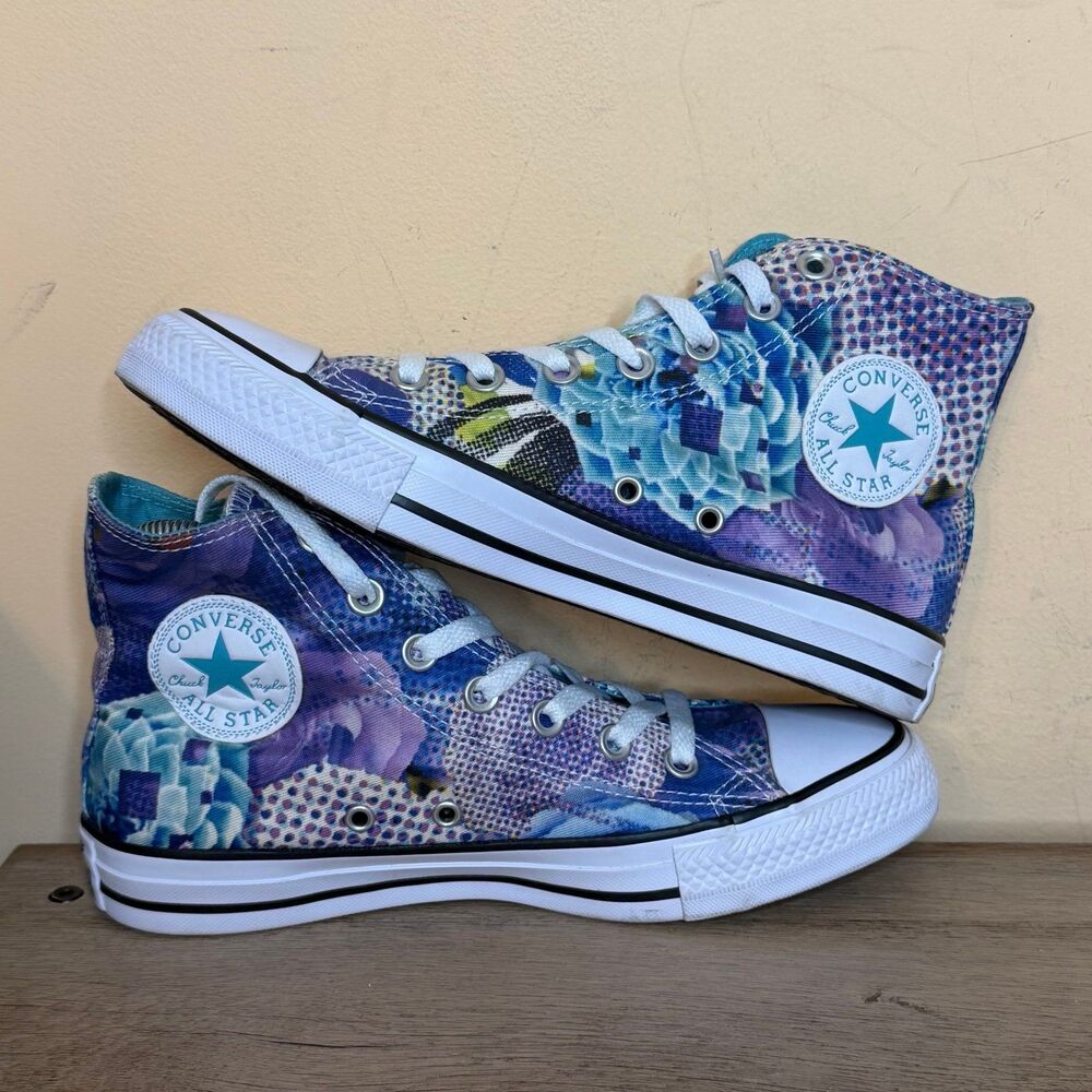 Converse Chuck Taylor All Star high-top digital floral purple shoes women’s 7 - Picture 1 of 6